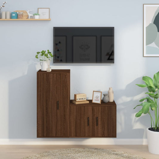 Ensemble de meubles TV 2 pcs Chêne marron Bois d'ingénierie