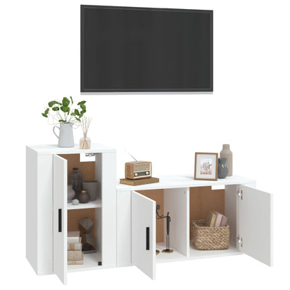 Ensemble de meubles TV 2 pcs Blanc Bois d'ingénierie