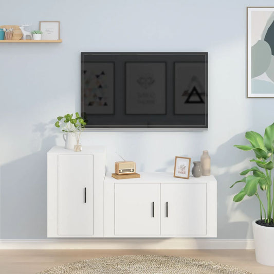 Ensemble de meubles TV 2 pcs Blanc Bois d'ingénierie