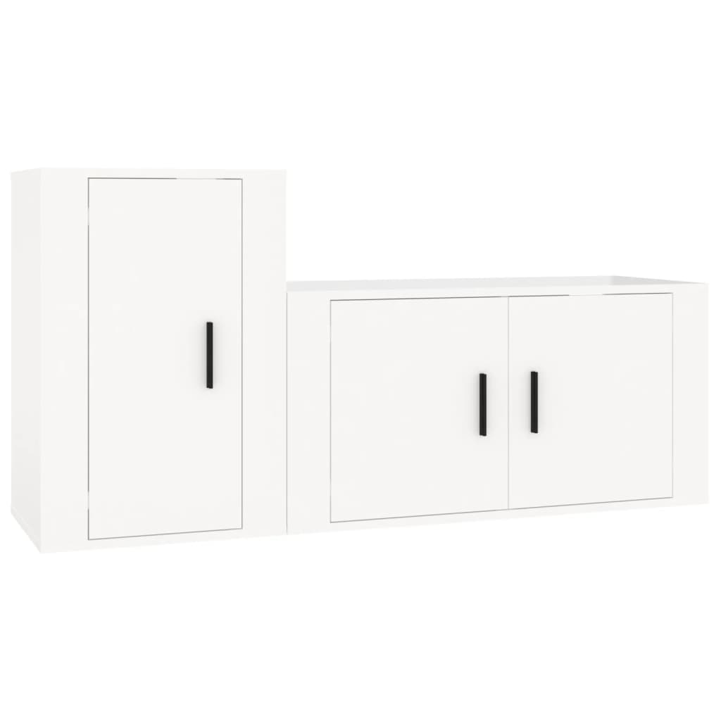 Ensemble de meubles TV 2 pcs blanc brillant bois d'ingénierie