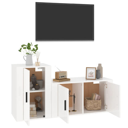 Ensemble de meubles TV 2 pcs blanc brillant bois d'ingénierie