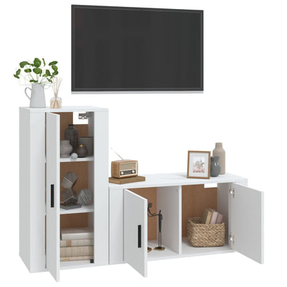 Ensemble de meubles TV 2 pcs Blanc Bois d'ingénierie