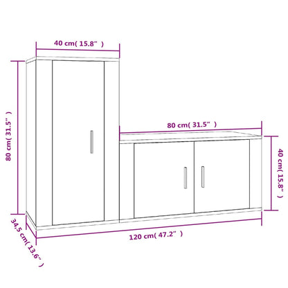 Ensemble de meubles TV 2 pcs Blanc Bois d'ingénierie