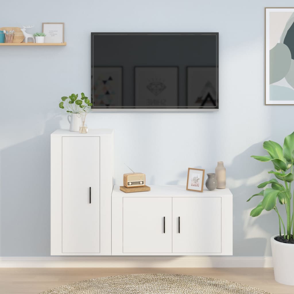 Ensemble de meubles TV 2 pcs Blanc Bois d'ingénierie