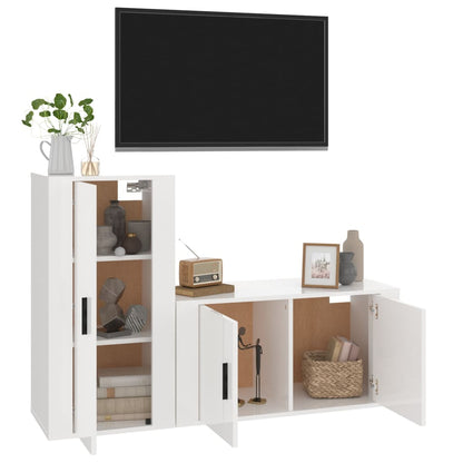 Ensemble de meubles TV 2 pcs blanc brillant bois d'ingénierie