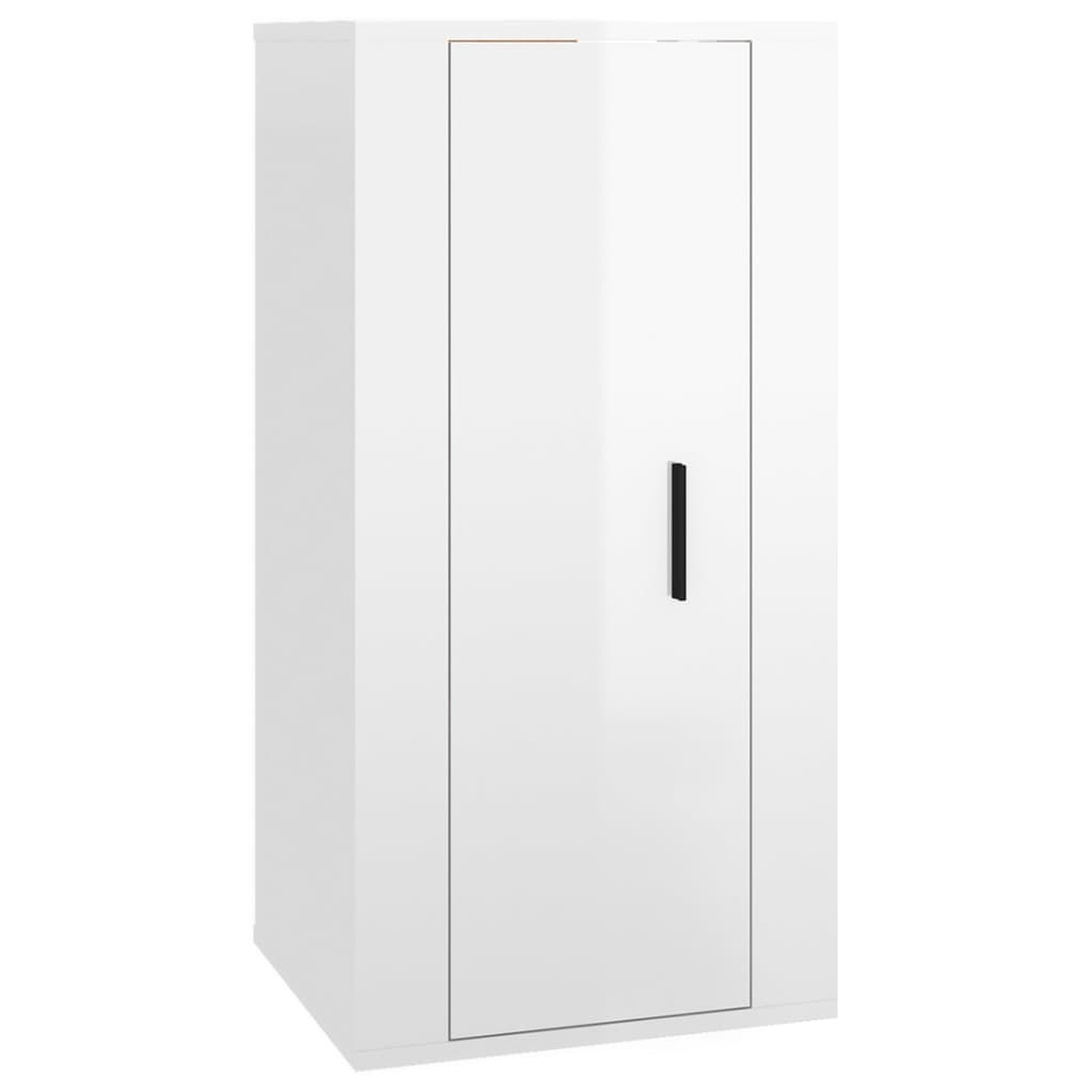 Ensemble de meubles TV 2 pcs blanc brillant bois d'ingénierie