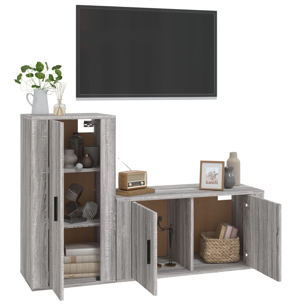 Ensemble de meubles TV 2 pcs Sonoma gris Bois d'ingénierie