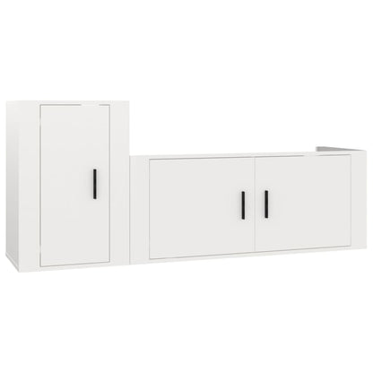 Ensemble de meubles TV 2 pcs blanc brillant bois d'ingénierie