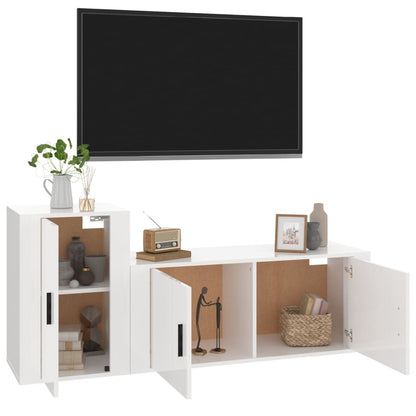 Ensemble de meubles TV 2 pcs blanc brillant bois d'ingénierie