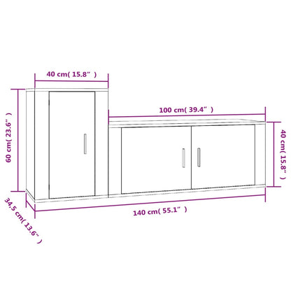 Ensemble de meubles TV 2 pcs blanc brillant bois d'ingénierie