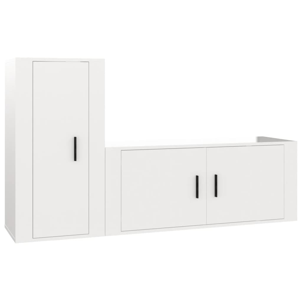 Ensemble de meubles TV 2 pcs blanc brillant bois d'ingénierie