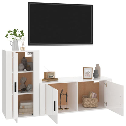 Ensemble de meubles TV 2 pcs blanc brillant bois d'ingénierie