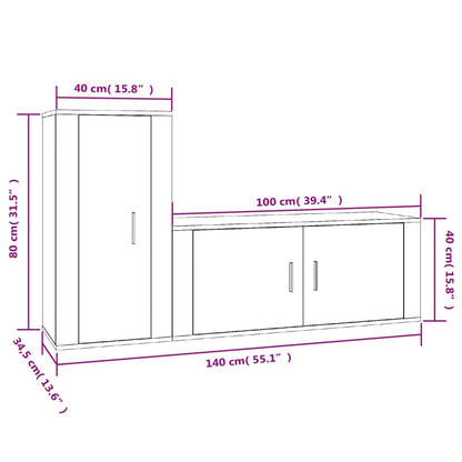 Ensemble de meubles TV 2 pcs blanc brillant bois d'ingénierie