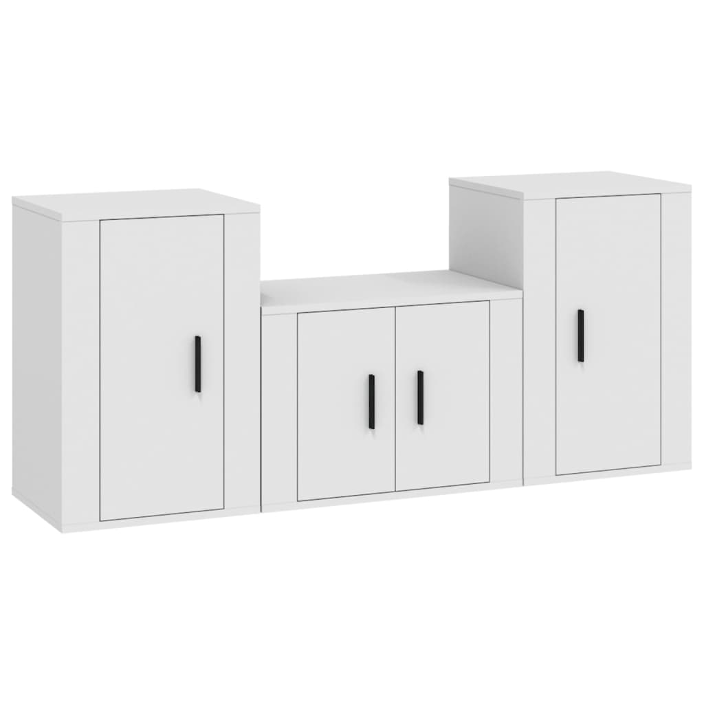 Ensemble de meubles TV 3 pcs Blanc Bois d'ingénierie