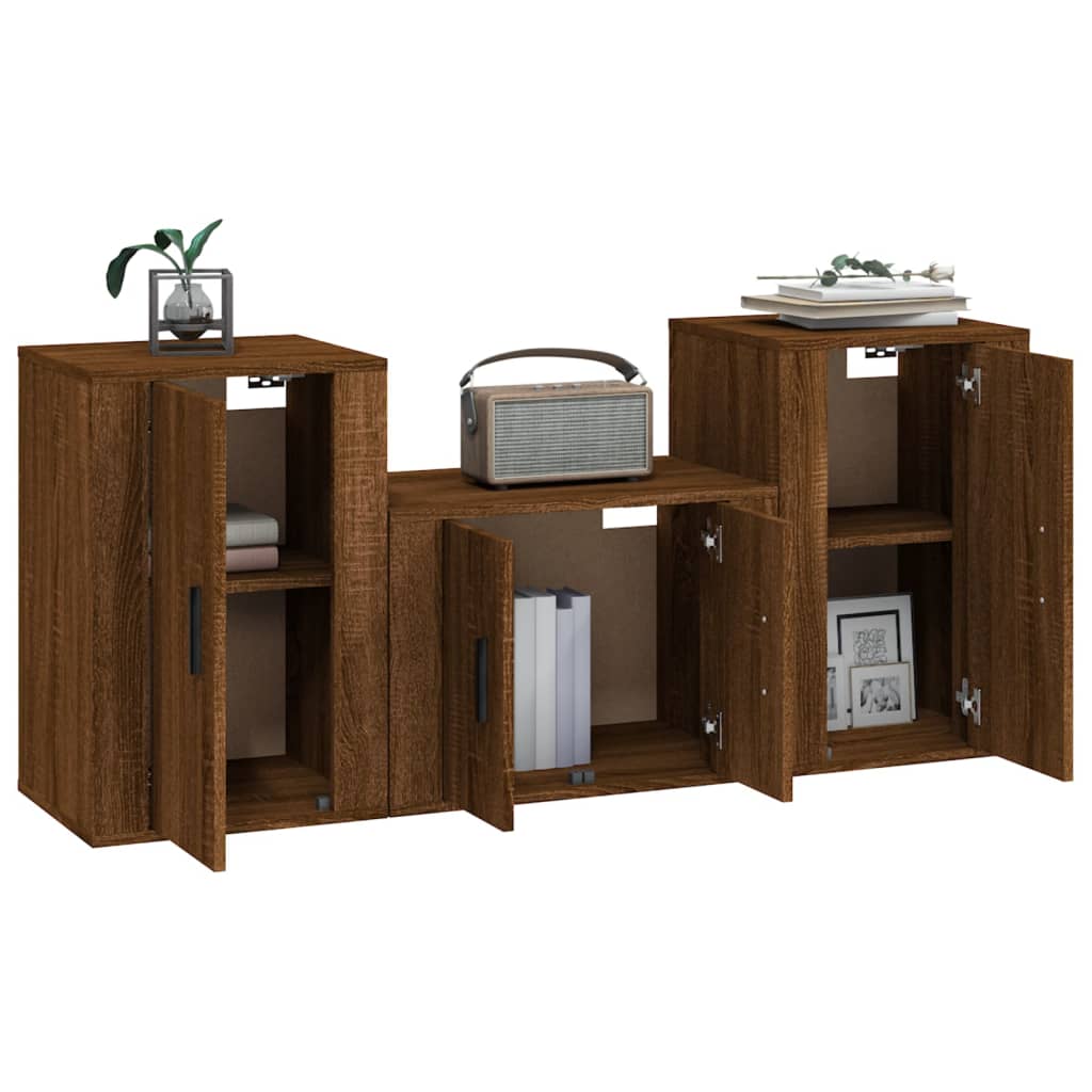 Ensemble de meubles TV 3 pcs Chêne marron Bois d'ingénierie