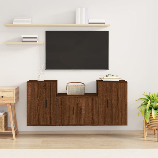 Ensemble de meubles TV 3 pcs Chêne marron Bois d'ingénierie