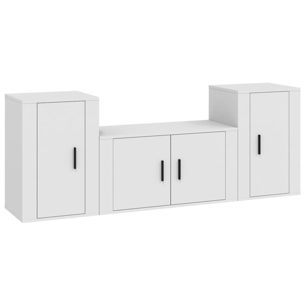 Ensemble de meubles TV 3 pcs Blanc Bois d'ingénierie