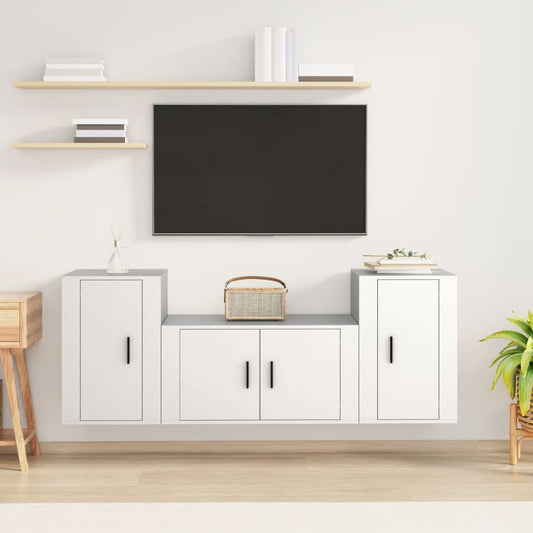 Ensemble de meubles TV 3 pcs Blanc Bois d'ingénierie