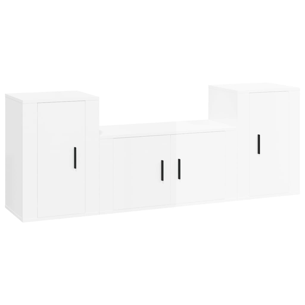 Ensemble de meubles TV 3 pcs Blanc brillant Bois d'ingénierie