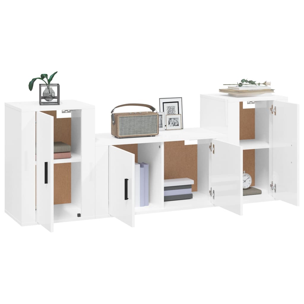 Ensemble de meubles TV 3 pcs Blanc brillant Bois d'ingénierie