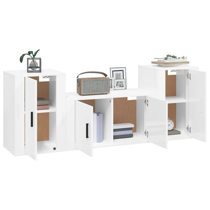 Ensemble de meubles TV 3 pcs Blanc brillant Bois d'ingénierie