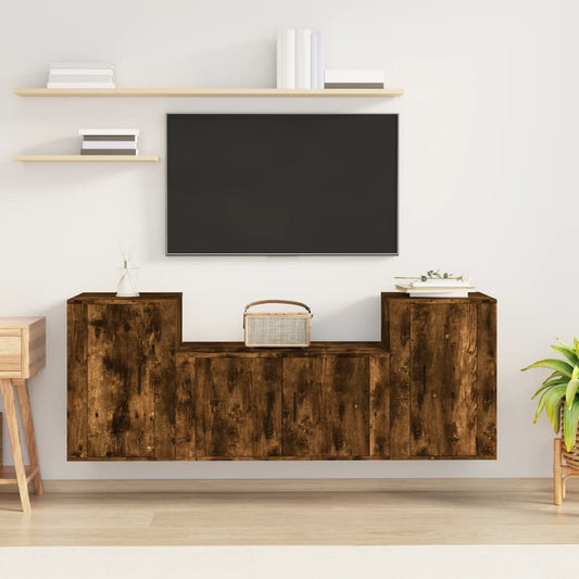 Ensemble de meubles TV 3 pcs Chêne fumé Bois d'ingénierie