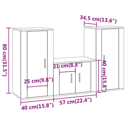 Ensemble de meubles TV 3 pcs Blanc Bois d'ingénierie