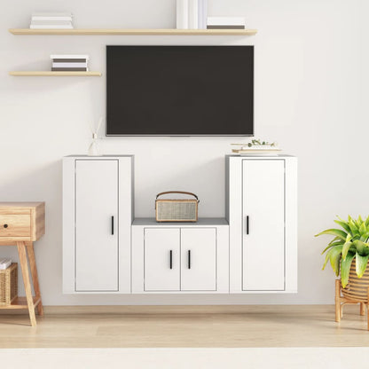 Ensemble de meubles TV 3 pcs Blanc Bois d'ingénierie