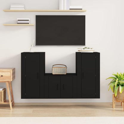 Ensemble de meubles TV 3 pcs Noir Bois d'ingénierie