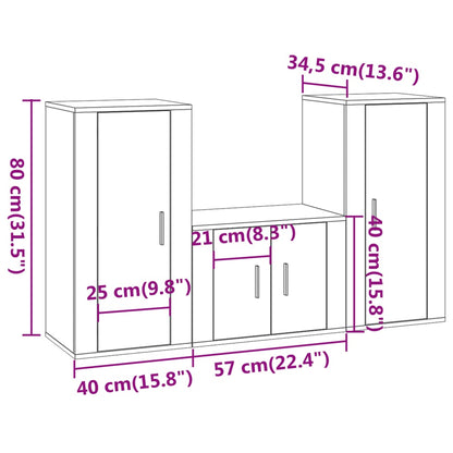 Ensemble de meubles TV 3 pcs Sonoma gris Bois d'ingénierie