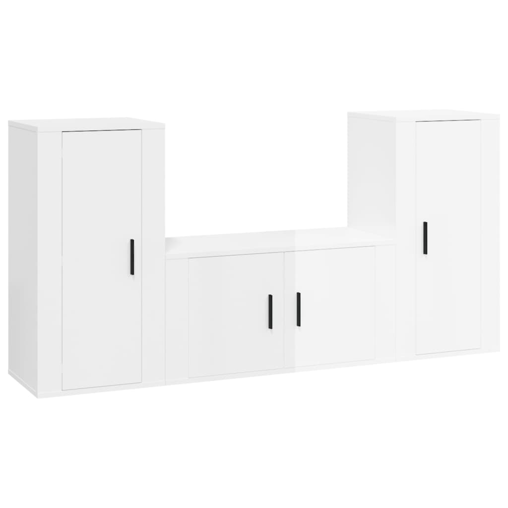 Ensemble de meubles TV 3 pcs Blanc brillant Bois d'ingénierie