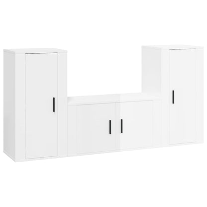 Ensemble de meubles TV 3 pcs Blanc brillant Bois d'ingénierie