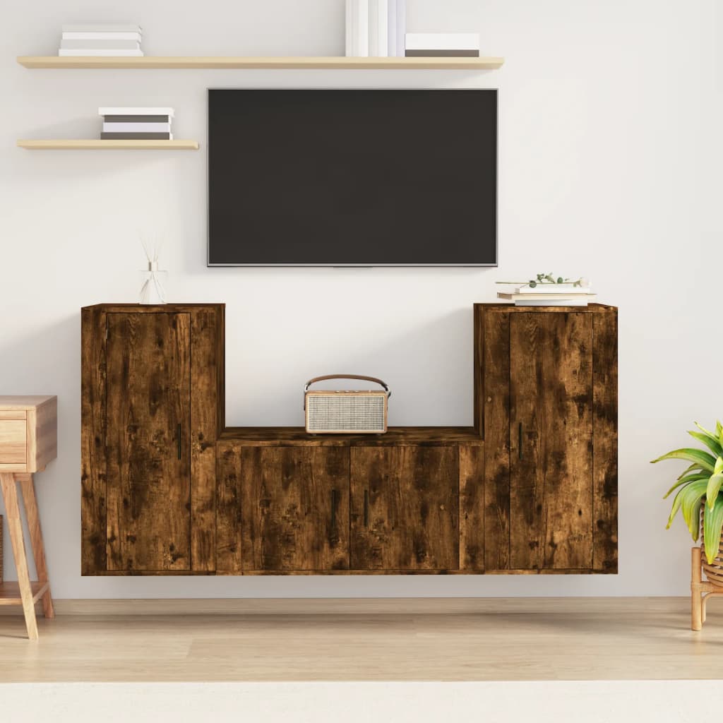 Ensemble de meubles TV 3 pcs Chêne fumé Bois d'ingénierie