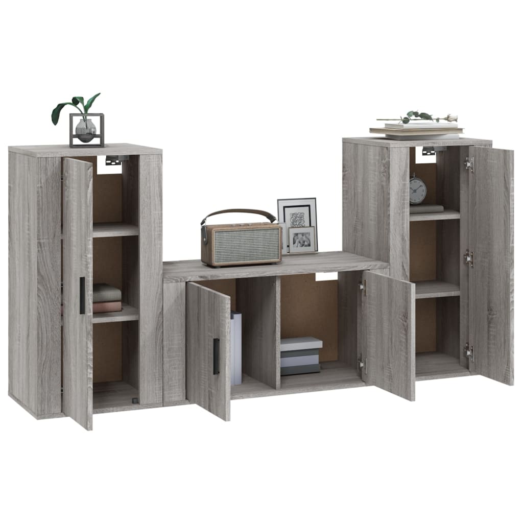 Ensemble de meubles TV 3 pcs Sonoma gris Bois d'ingénierie