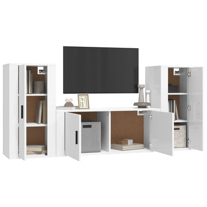 Ensemble de meubles TV 3 pcs Blanc brillant Bois d'ingénierie