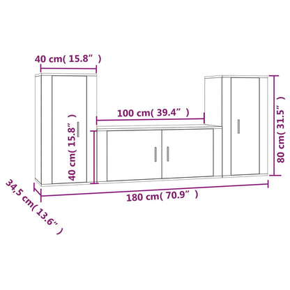 Ensemble de meubles TV 3 pcs Blanc brillant Bois d'ingénierie