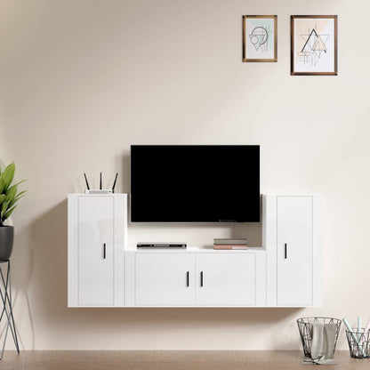 Ensemble de meubles TV 3 pcs Blanc brillant Bois d'ingénierie