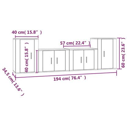 Ensemble de meubles TV 4 pcs Sonoma gris Bois d'ingénierie