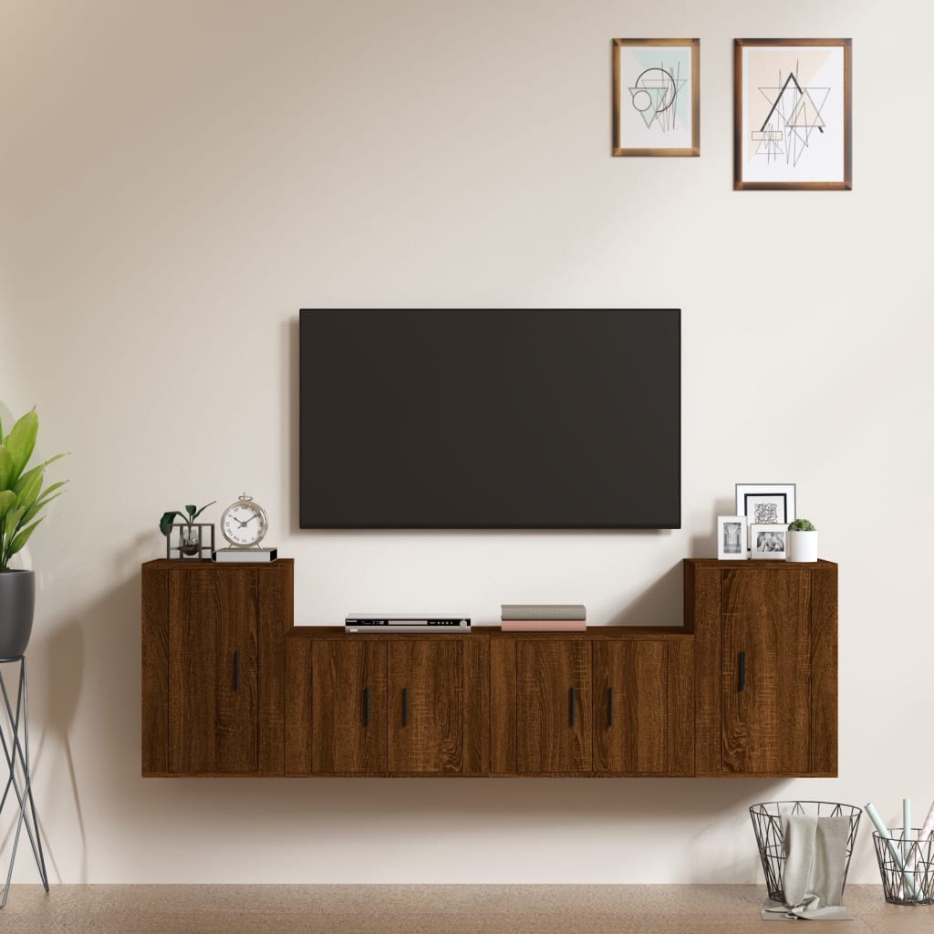 Ensemble de meubles TV 4 pcs Chêne marron Bois d'ingénierie