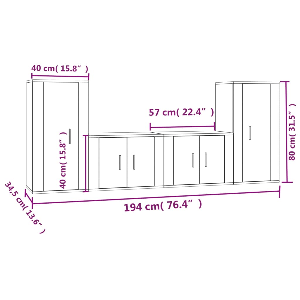 Ensemble de meubles TV 4 pcs Blanc Bois d'ingénierie