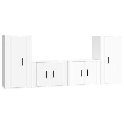 Ensemble de meubles TV 4 pcs Blanc brillant Bois d'ingénierie