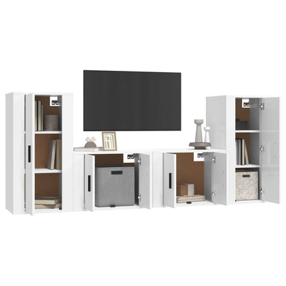 Ensemble de meubles TV 4 pcs Blanc brillant Bois d'ingénierie