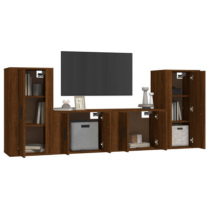 Ensemble de meubles TV 4 pcs Chêne marron Bois d'ingénierie