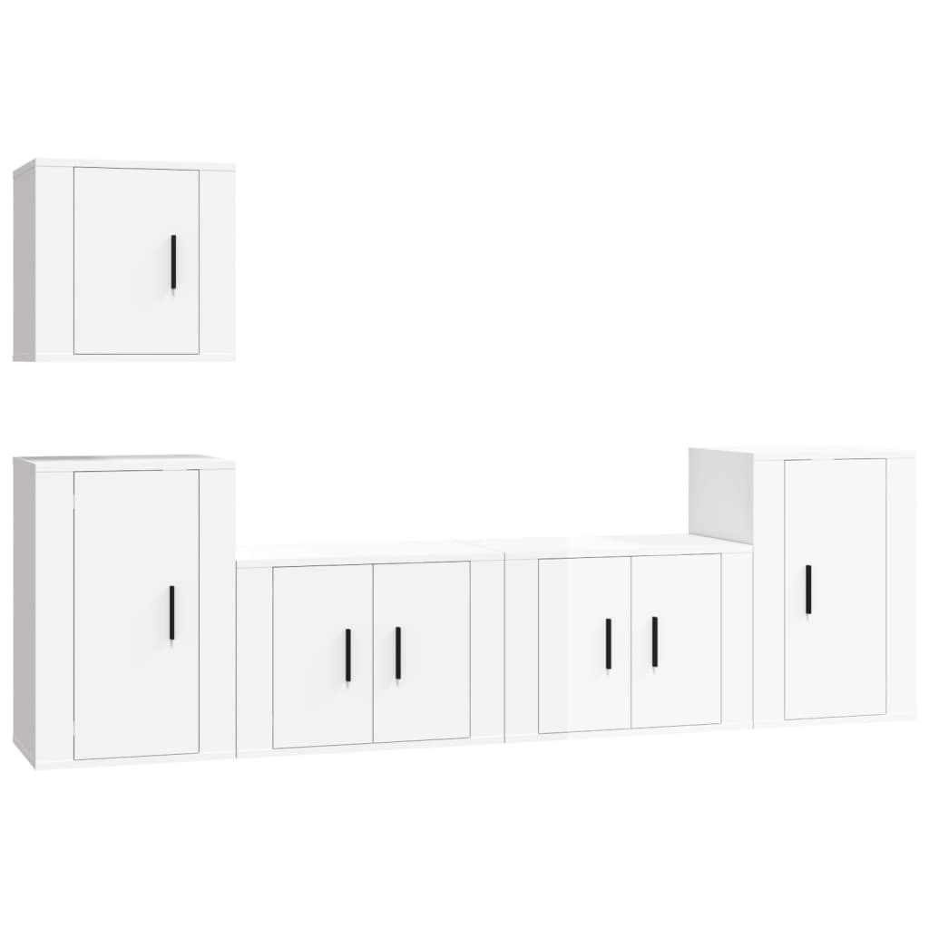 Ensemble de meubles TV 5 pcs Blanc brillant Bois d'ingénierie