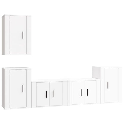 Ensemble de meubles TV 5 pcs Blanc brillant Bois d'ingénierie