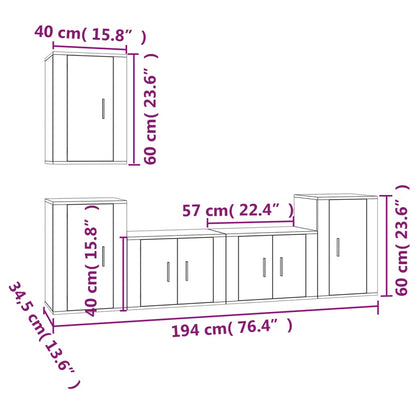 Ensemble de meubles TV 5 pcs Chêne fumé Bois d'ingénierie