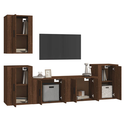 Ensemble de meubles TV 5 pcs Chêne marron Bois d'ingénierie