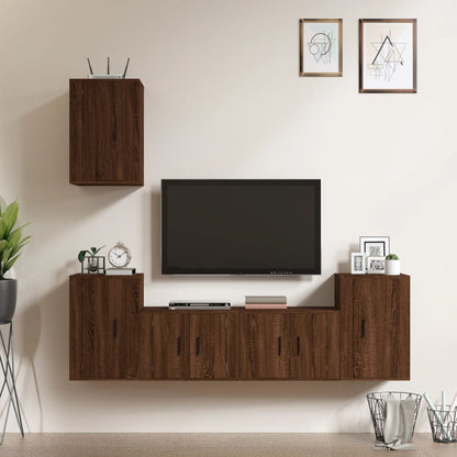 Ensemble de meubles TV 5 pcs Chêne marron Bois d'ingénierie