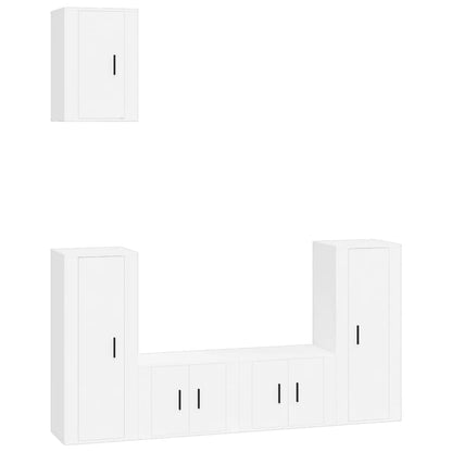 Ensemble de meubles TV 5 pcs Blanc Bois d'ingénierie