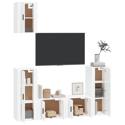 Ensemble de meubles TV 5 pcs Blanc brillant Bois d'ingénierie